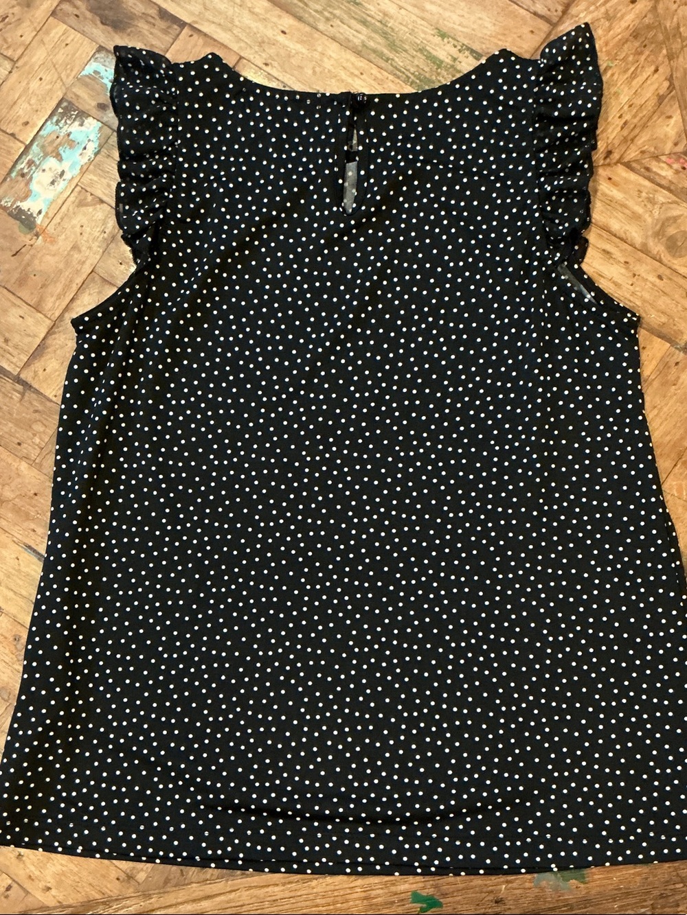 Black Polka Dot Ruffle Sleeve Camisole
